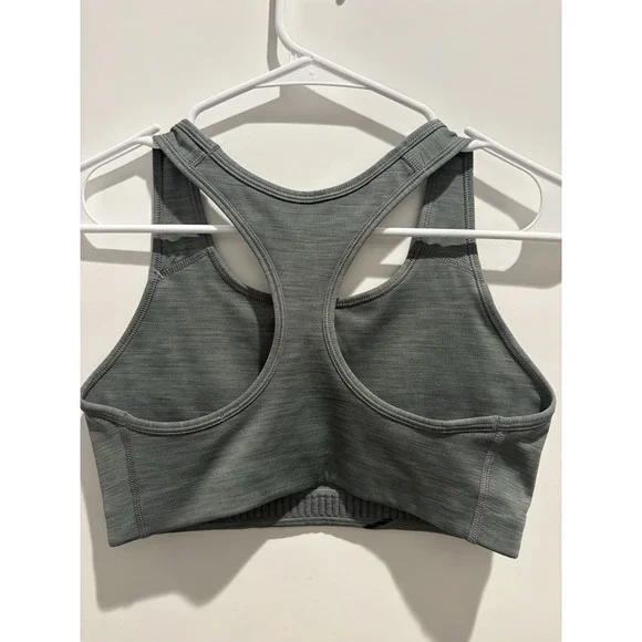 Nike Gray Stretch Racerback Sports Bra Pullover Wireless Logo Accent Women. - Picture 2 of 2